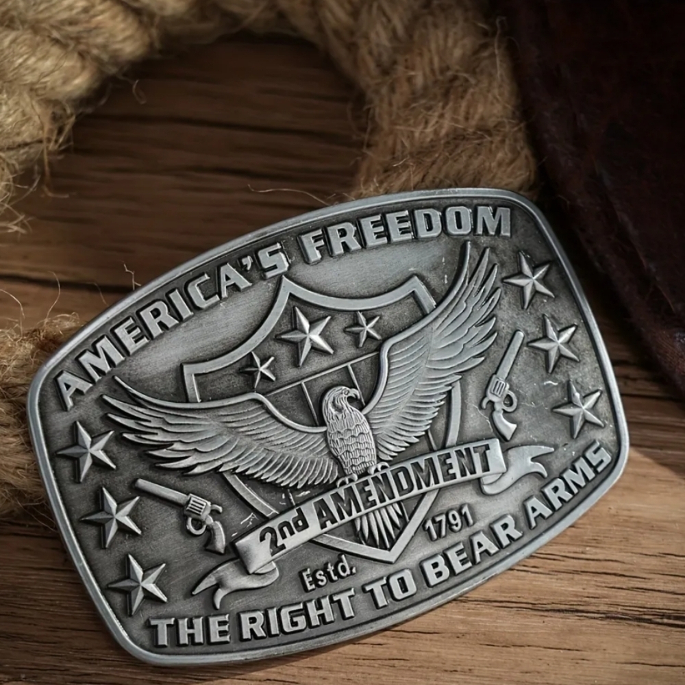 New Men's Belt Buckle - America's Freedom The Right To Bear Arms Design